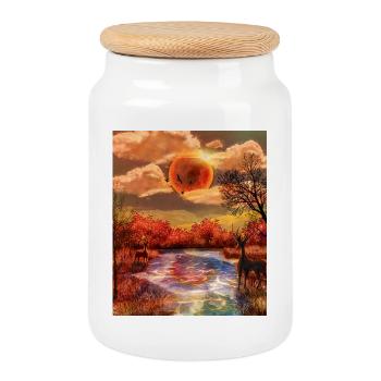 Surrealer Herbst in Estuario - Keksdose mit Holzdeckel - Weiß - Vorne