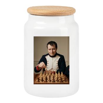 Napoleon plays chess. - Cookie Jar with Wooden Lid - white - Front