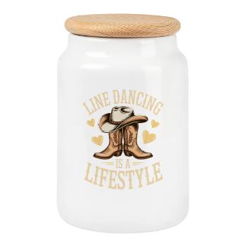 Danse en ligne Danse en ligne Cadeau pour danseur en ligne - Boîte à biscuits avec couvercle en bois - blanc - Devant