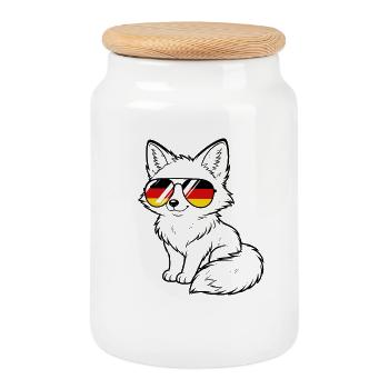 German flag Fox German Germany Foxes - Cookie Jar with Wooden Lid - white - Front