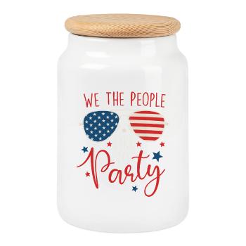 We The People Like To Party USA - Cookie Jar with Wooden Lid - white - Front