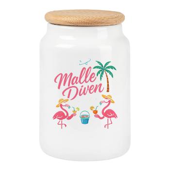 Malle Divas On Tour Women's Flamingo Mallorca Party - Cookie Jar with Wooden Lid - white - Front