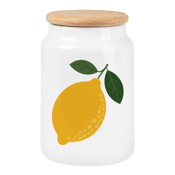 Illustration citron Citrus Sunshine - Boîte à biscuits avec couvercle en bois - blanc - Devant
