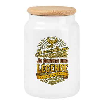 Je ne vieillis pas je deviens une légende Phénix - Boîte à biscuits avec couvercle en bois - blanc - Devant