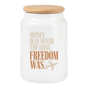 Money Goal Freedom Mindset Unternehmer Freiheit - Keksdose mit Holzdeckel - Weiß - Vorne