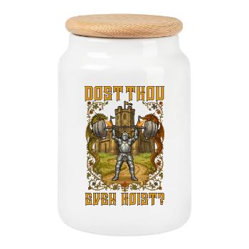 Ren Faire Medieval Dost Thou Even Hoist - Keksdose mit Holzdeckel - Weiß - Vorne
