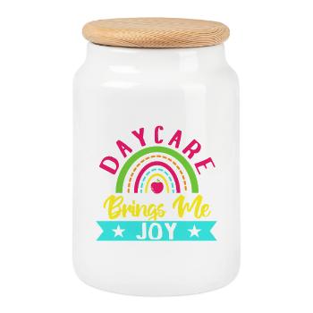 Pre K Teacher Brings Me Joy Kindergarten Teacher - Keksdose mit Holzdeckel - Weiß - Vorne