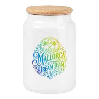 Mallorca Dream Team Colorée - Boîte à biscuits avec couvercle en bois - blanc - Devant