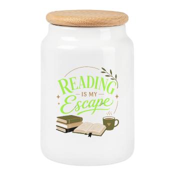 Bücherfan Literatur Liebhaber Lesen Motiv - Keksdose mit Holzdeckel - Weiß - Vorne
