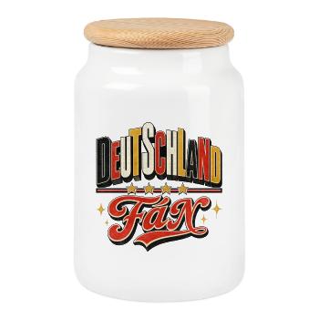 DeutschlandFan Retro Schriftzug - Keksdose mit Holzdeckel - Weiß - Vorne