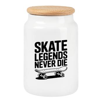 Skate Legends Never Die - Cookie Jar with Wooden Lid - white - Front
