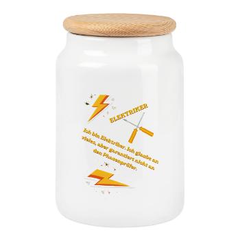 Elektriker T-Shirt Lustiges Geschenk Beruf Humor!! - Keksdose mit Holzdeckel - Weiß - Vorne