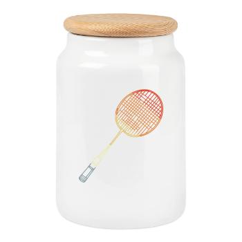 Esquisse de raquette de badminton - Boîte à biscuits avec couvercle en bois - blanc - Devant