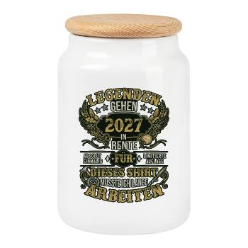 Rente 2027 Legende Ruhestand Retro Geschenk - Keksdose mit Holzdeckel - Weiß - Vorne