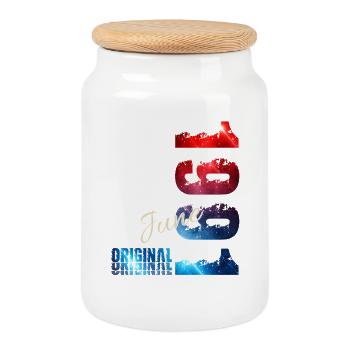 Cadeau du 35e anniversaire Millésime de juin Millésime 1991 - Boîte à biscuits avec couvercle en bois - blanc - Devant