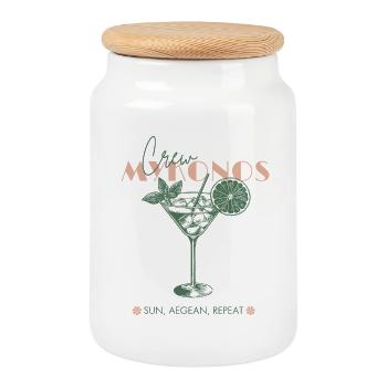 Vacances à Mykonos Voyage entre filles Enterrement de vie de garçon - Boîte à biscuits avec couvercle en bois - blanc - Devant