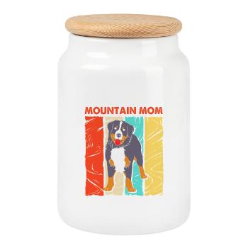Bernese Mountain Dog - Cookie Jar with Wooden Lid - white - Front