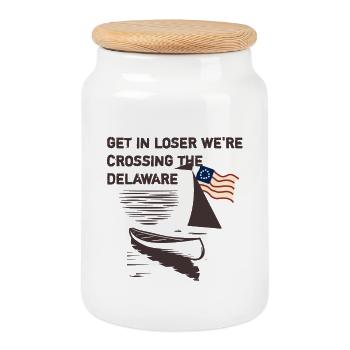 Get in, loser, we're crossing the Delaware - Cookie Jar with Wooden Lid - white - Front