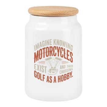 Motorcycles Exist Chopper Motorcycle Rider Biker - Cookie Jar with Wooden Lid - white - Front