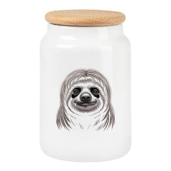 Paresse - Boîte à biscuits avec couvercle en bois - blanc - Devant