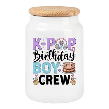 K-Pop Birthday Boy Crew - Keksdose mit Holzdeckel - Weiß - Vorne