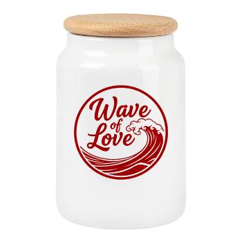 Wave of Love Welle - Cookie Jar with Wooden Lid - white - Front