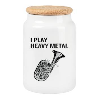Ich spiele Heavy Metal Tuba Geschenk Festival - Keksdose mit Holzdeckel - Weiß - Vorne