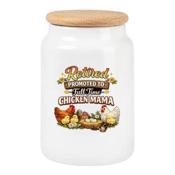 Retraite à la pension à temps plein pour maman de poulet - Boîte à biscuits avec couvercle en bois - blanc - Devant