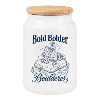 Bouldern Bold Bolder Boulderer - Keksdose mit Holzdeckel - Weiß - Vorne
