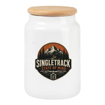 MTB Mountain Bike Single Track Trail Bicycle Wheel - Cookie Jar with Wooden Lid - white - Front