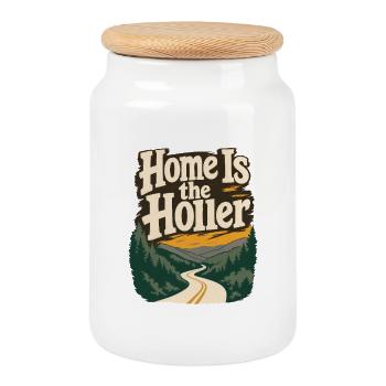 Appalachia Mountain Pride, Home Is the Holler - Cookie Jar with Wooden Lid - white - Front