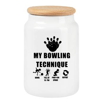 Bowl Yall At 10 Pin, bete für Ersatz, wiederhole Lustig - Keksdose mit Holzdeckel - Weiß - Vorne