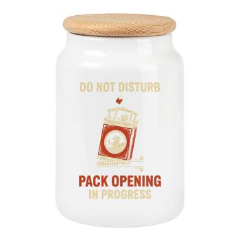 Ne pas interrompre l’ouverture de paquets en cours de trading - Boîte à biscuits avec couvercle en bois - blanc - Devant