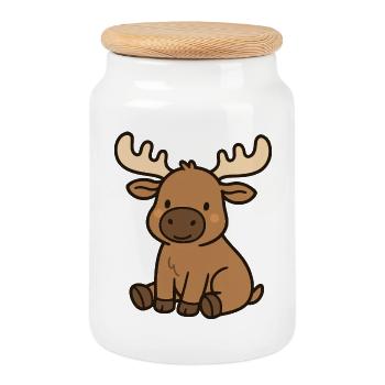 Doux orignal - Boîte à biscuits avec couvercle en bois - blanc - Devant