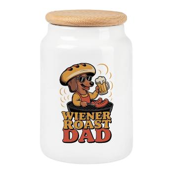 Viennese Roast Dad - Cookie Jar with Wooden Lid - white - Front