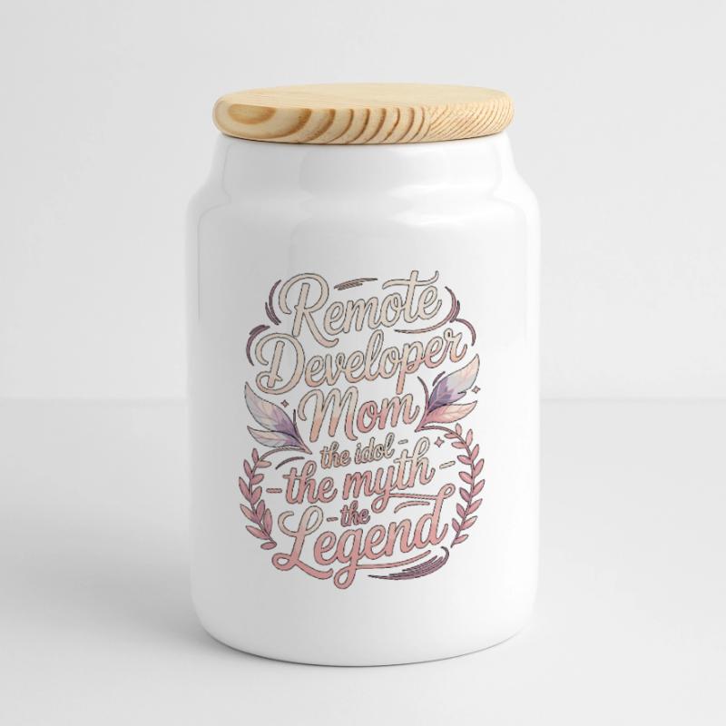 Remote Developer Mom The Idol The Remote Coder Cookie Jar with Wooden Lid
