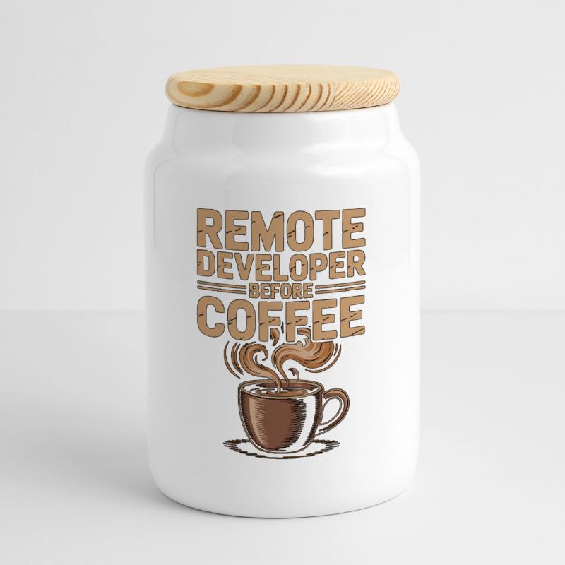 Remote Developer Before Remote Coder Coffee Lover Keksdose mit Holzdeckel