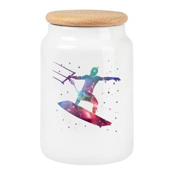 Kite Surfing Kitesurf Space Kids Kitesurfing - Boîte à biscuits avec couvercle en bois - blanc - Devant