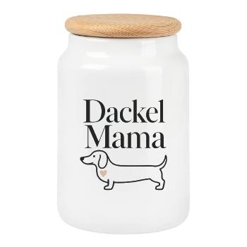 Dackel Mama Dachshund Dog Mom Gift for Sausage Dog - Keksdose mit Holzdeckel - Weiß - Vorne