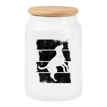 Chien - Boîte à biscuits avec couvercle en bois - blanc - Devant