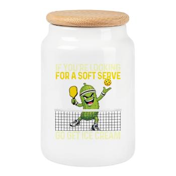 Pickleball à la crème de serveur souple - Boîte à biscuits avec couvercle en bois - blanc - Devant
