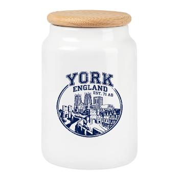 York England Medieval City Walls and Cathedral - Keksdose mit Holzdeckel - Weiß - Vorne
