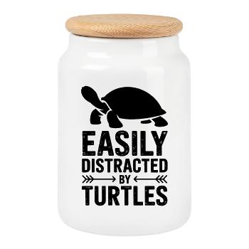 Don des Tortues : Drôles de Tortues - Boîte à biscuits avec couvercle en bois - blanc - Devant