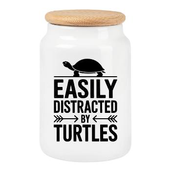 Don des Tortues : Drôles de Tortues - Boîte à biscuits avec couvercle en bois - blanc - Devant