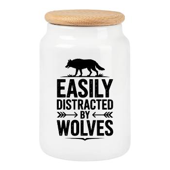 Wolves Sayings Wolf Funny Wolves Gift - Cookie Jar with Wooden Lid - white - Front
