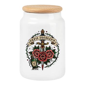 Nema Problema Shirt Lustig Balkan Jugo Geschenk - Keksdose mit Holzdeckel - Weiß - Vorne