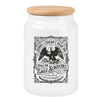 Sorry I Couldn't Hear You Over The Eagle Screeches - Cookie Jar with Wooden Lid - white - Front
