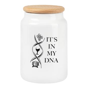 C’est dans mon ADN – Design pour amoureux du vin - Boîte à biscuits avec couvercle en bois - blanc - Devant