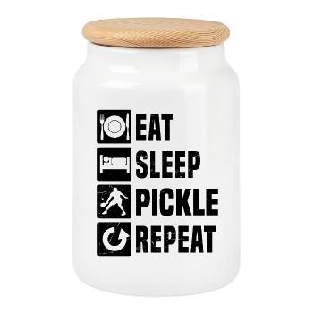 Idée de cadeau de pickleball pour les fans des joueurs de pickleball - Boîte à biscuits avec couvercle en bois - blanc - Devant