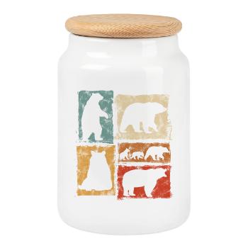 Bears Perspectives Retro Animal Print - Cookie Jar with Wooden Lid - white - Front